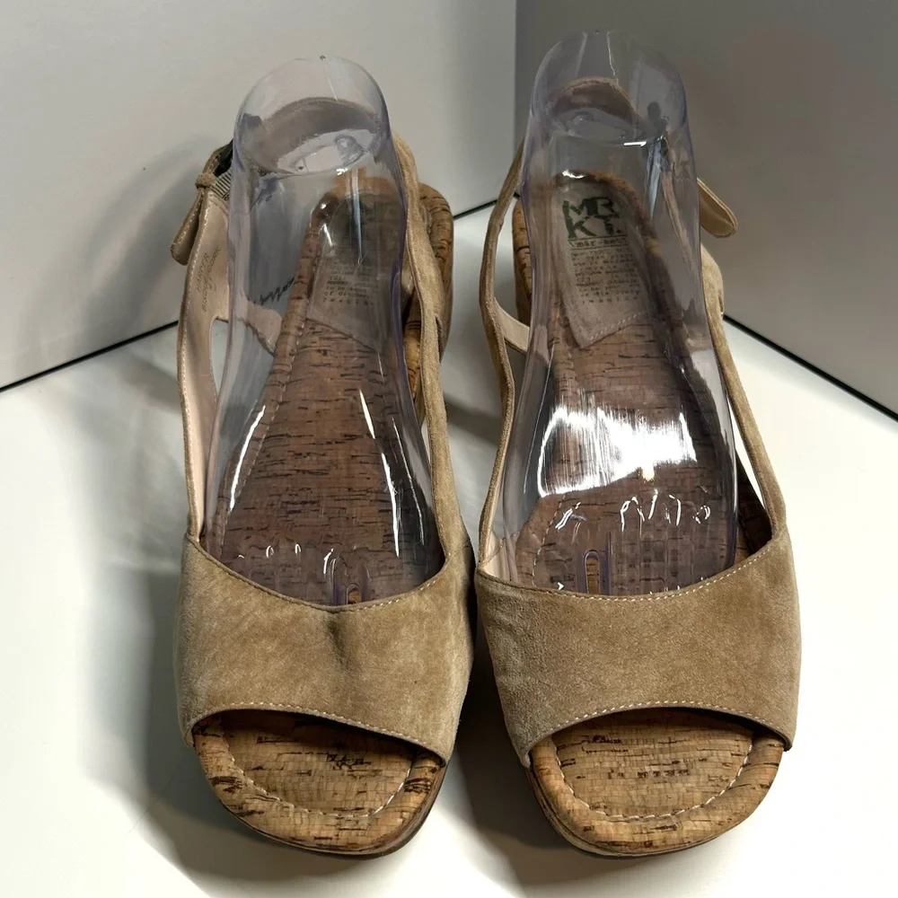 MRKT Women's Tan Suede Slingback Cork Platform Sandals in‎ Size 11